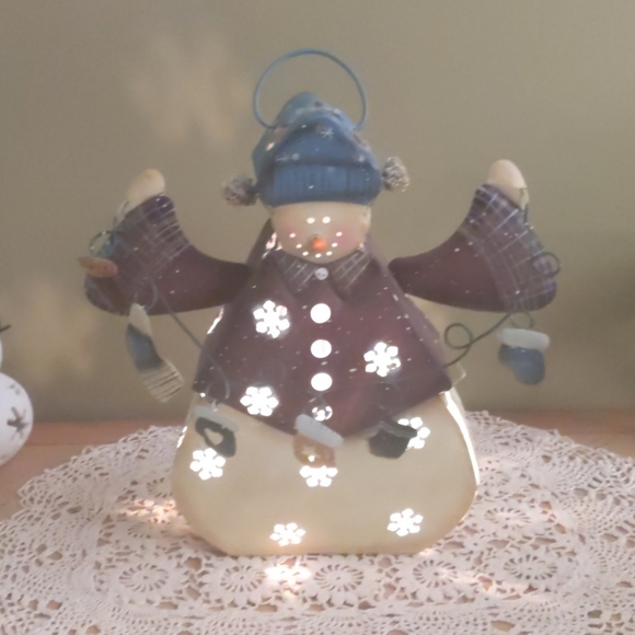 Home interiors - metal snowman candle holder - Picture 1 of 6
